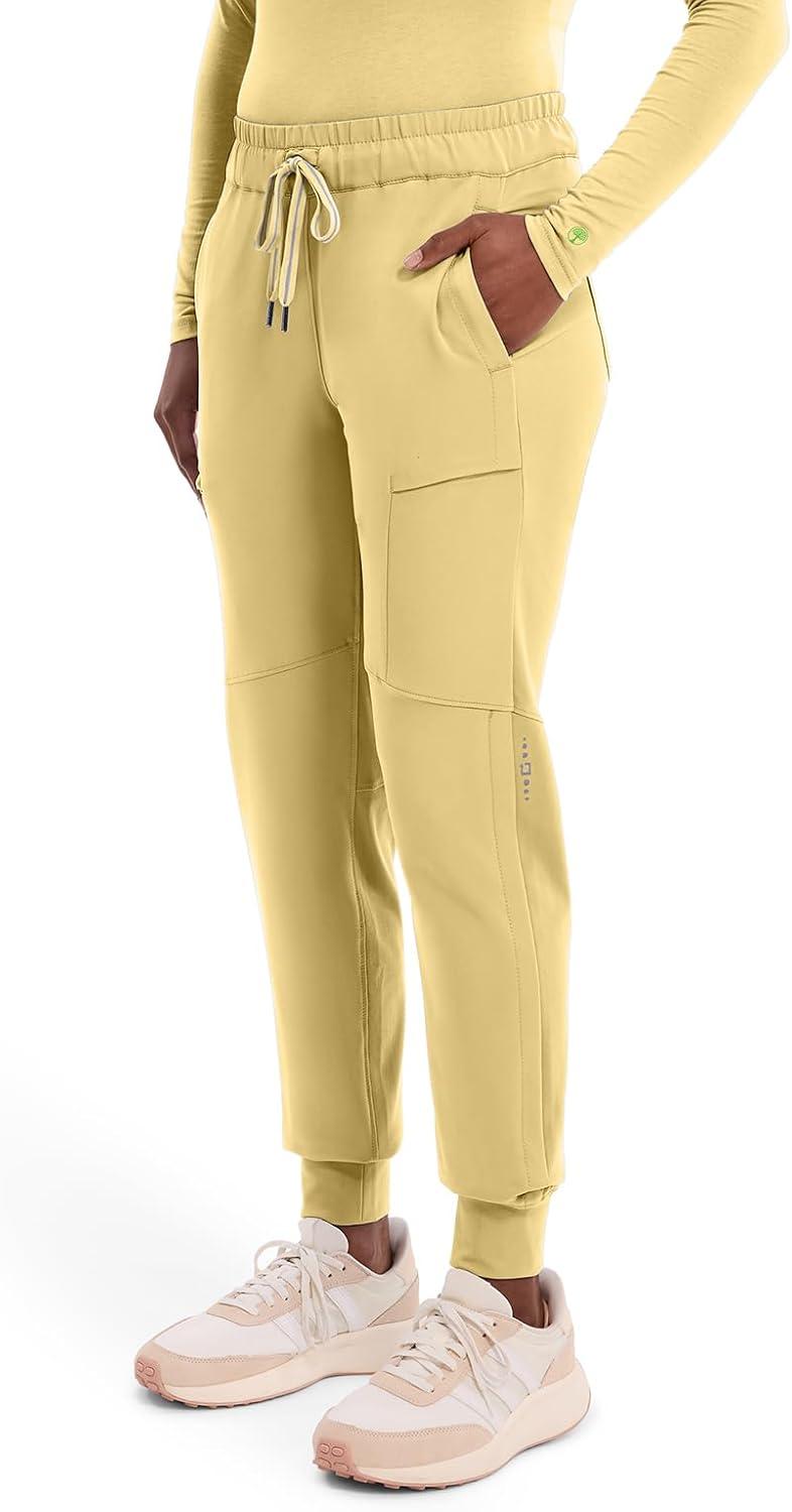 imageHealing Hands Womens Scrub Jogger Pant Naya with 6 Pockets Moisture Wicking 360 Stretch amp Recycled Fibers 9156Sunray Yellow