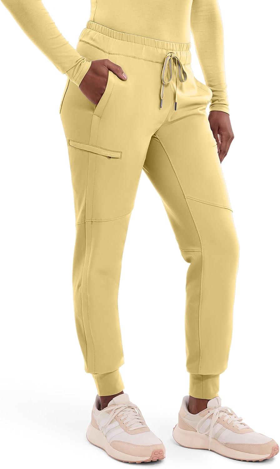 imageHealing Hands Womens Scrub Jogger Pant Naya with 6 Pockets Moisture Wicking 360 Stretch amp Recycled Fibers 9156Sunray Yellow