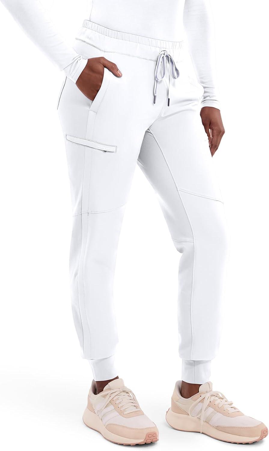 imageHealing Hands Womens Scrub Jogger Pant Naya with 6 Pockets Moisture Wicking 360 Stretch amp Recycled Fibers 9156White