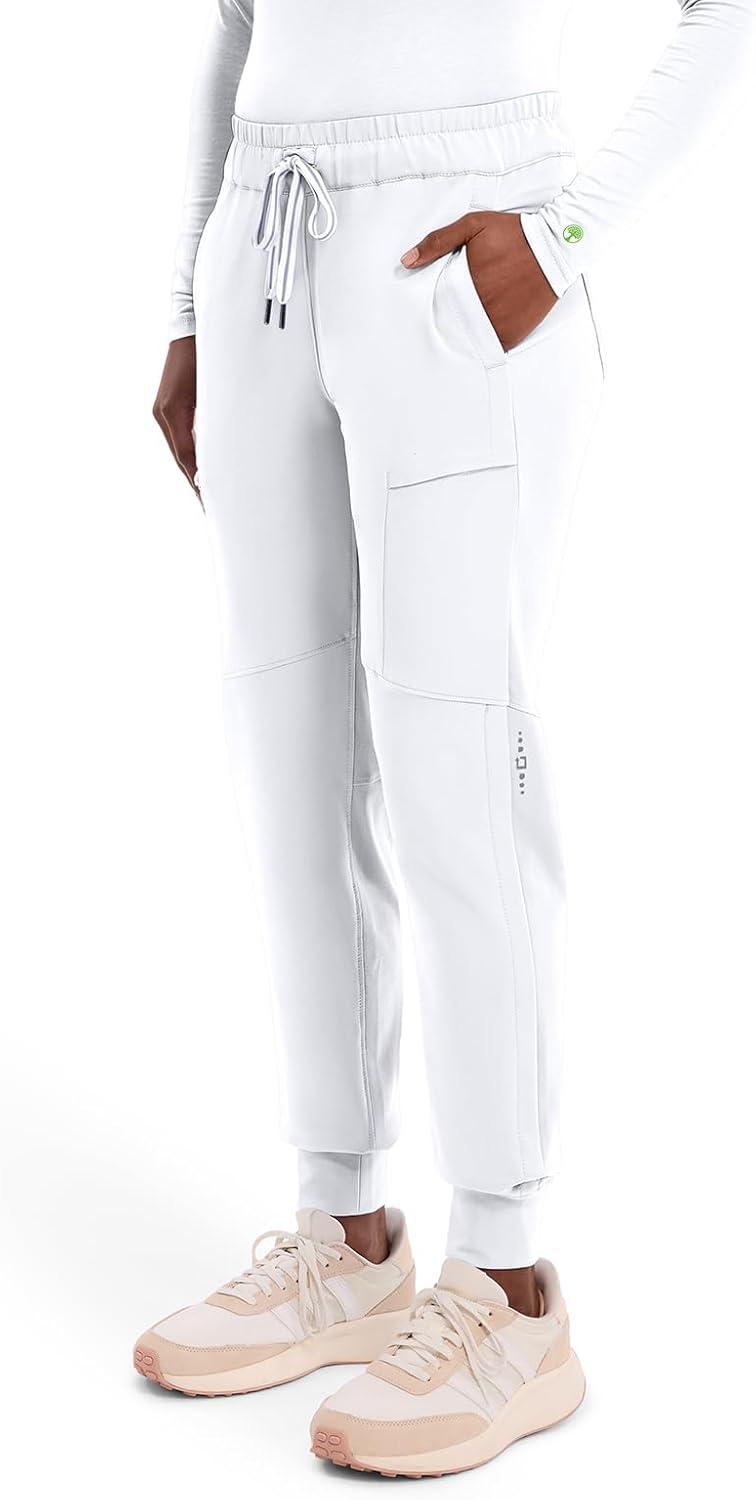 imageHealing Hands Womens Scrub Jogger Pant Naya with 6 Pockets Moisture Wicking 360 Stretch amp Recycled Fibers 9156White