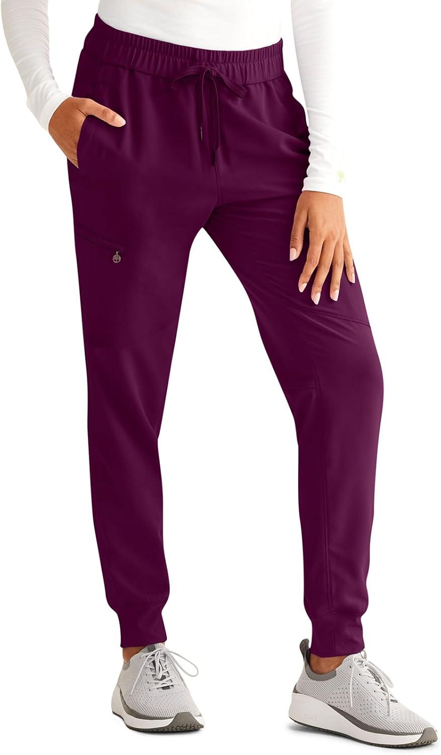imageHealing Hands Womens Scrub Jogger Pant Naya with 6 Pockets Moisture Wicking 360 Stretch amp Recycled Fibers 9156Wine