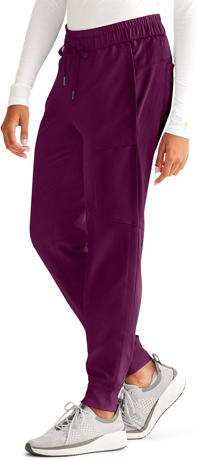 imageHealing Hands Womens Scrub Jogger Pant Naya with 6 Pockets Moisture Wicking 360 Stretch amp Recycled Fibers 9156Wine