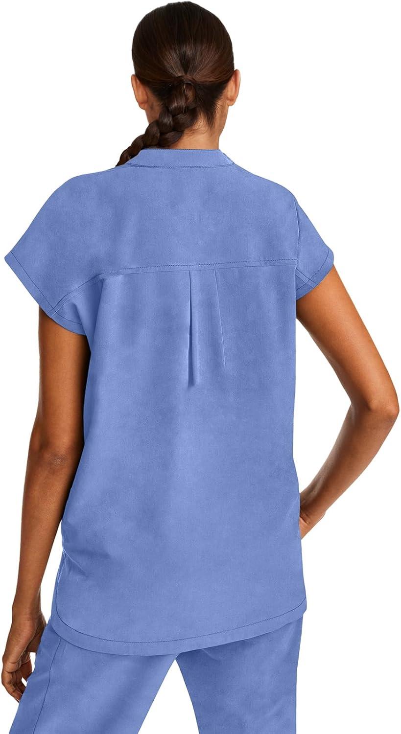 imageHealing Hands Womens Scrub Top Relaxed Fit Journey Top 2 Pockets with Knit Details Dolman Sleeve and Rounded Hem 2152Ceil