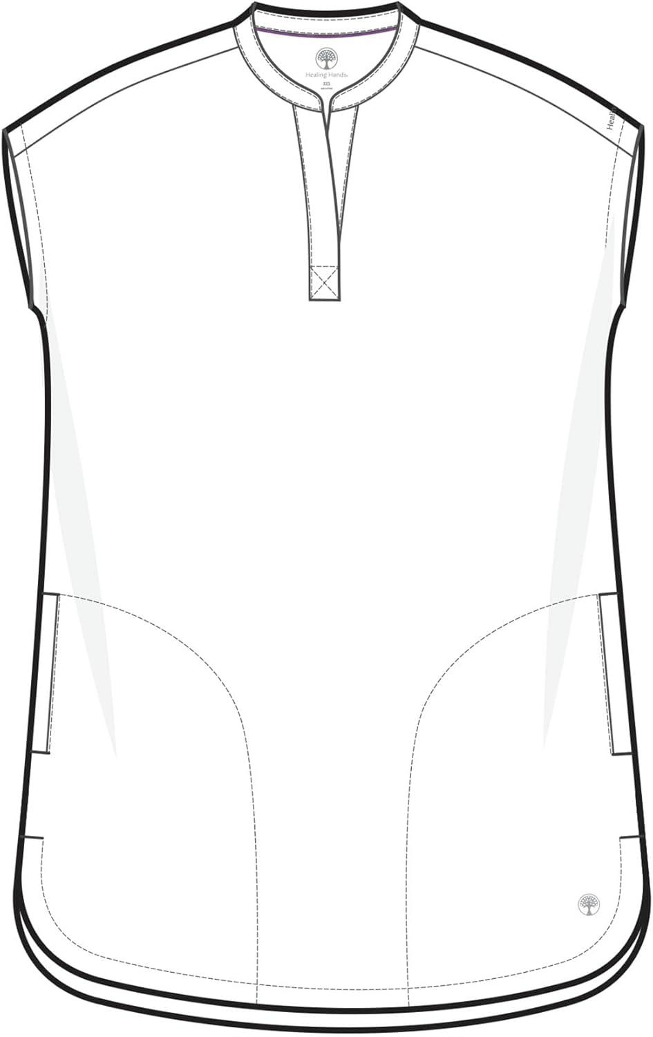 imageHealing Hands Womens Scrub Top Relaxed Fit Journey Top 2 Pockets with Knit Details Dolman Sleeve and Rounded Hem 2152Heather Grey