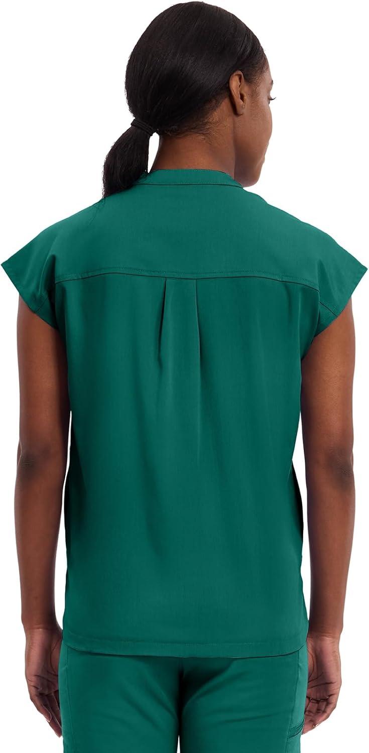 imageHealing Hands Womens Scrub Top Relaxed Fit Journey Top 2 Pockets with Knit Details Dolman Sleeve and Rounded Hem 2152Hunter