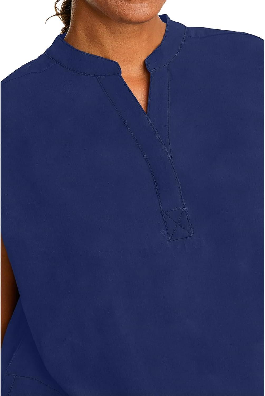 imageHealing Hands Womens Scrub Top Relaxed Fit Journey Top 2 Pockets with Knit Details Dolman Sleeve and Rounded Hem 2152Navy