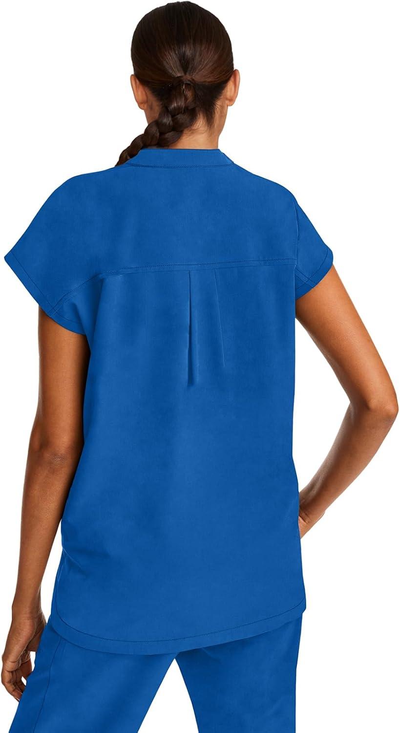 imageHealing Hands Womens Scrub Top Relaxed Fit Journey Top 2 Pockets with Knit Details Dolman Sleeve and Rounded Hem 2152Royal