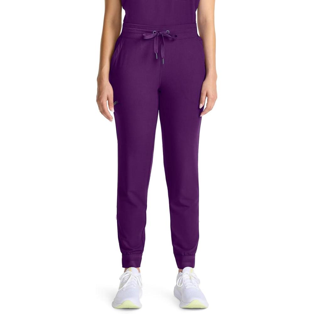 imageHealing Hands Joggers Scrub Pants for Women MidRise Bottoms with Bekah Drawstring HH155Eggplant