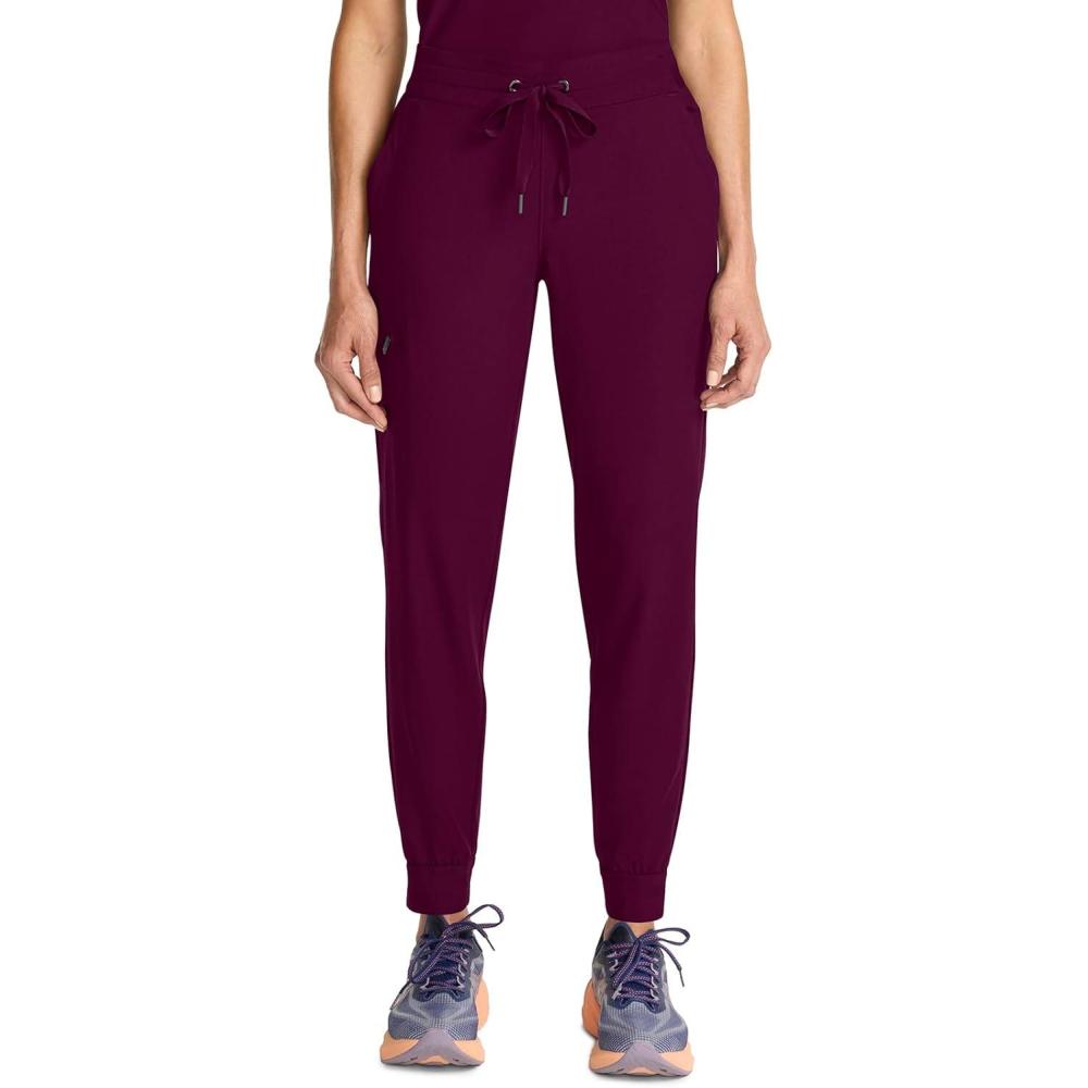imageHealing Hands Joggers Scrub Pants for Women MidRise Bottoms with Bekah Drawstring HH155Wine