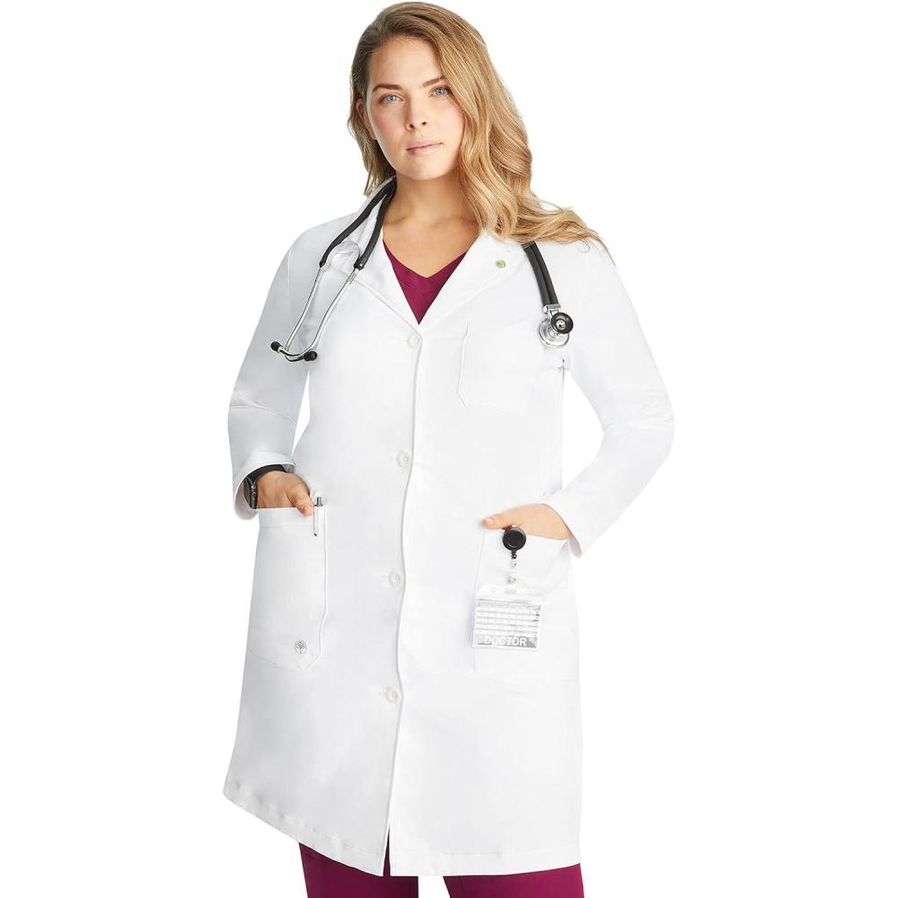 imageHealing Hands Lab Coat For Woman Faye White Coat with 5 Pockets Moisture Wicking and 2Way Stretch 5161White