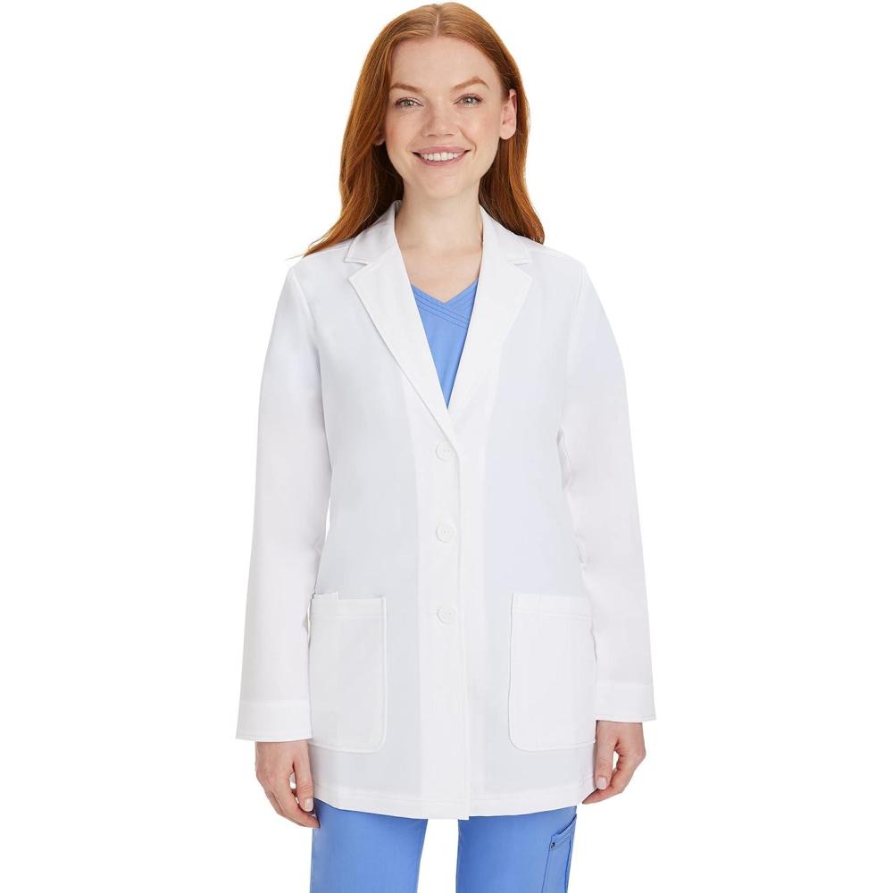imageHealing Hands Lab Coat Women 3 Pocket Full Sleeve MidLength 5053 Faith The White Coat Minimalist CollectionWhite