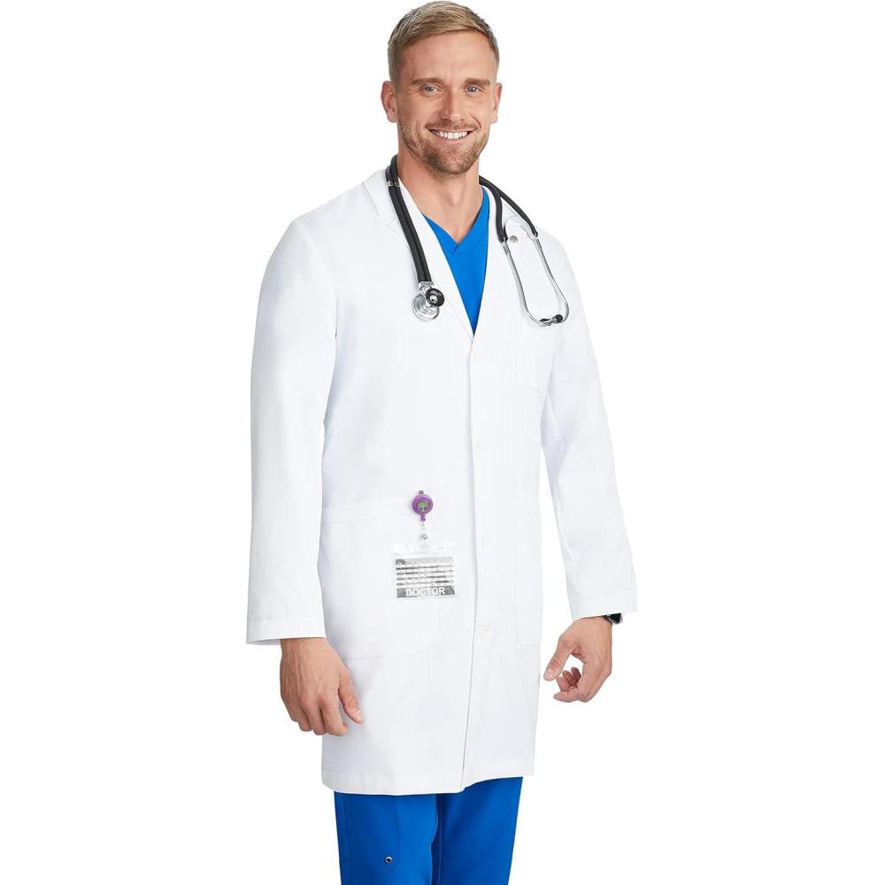 imageHealing Hands Lab Coat for Mens Luke Labcoat With 5 Pockets amp 2way Stretch Fabric 5151White