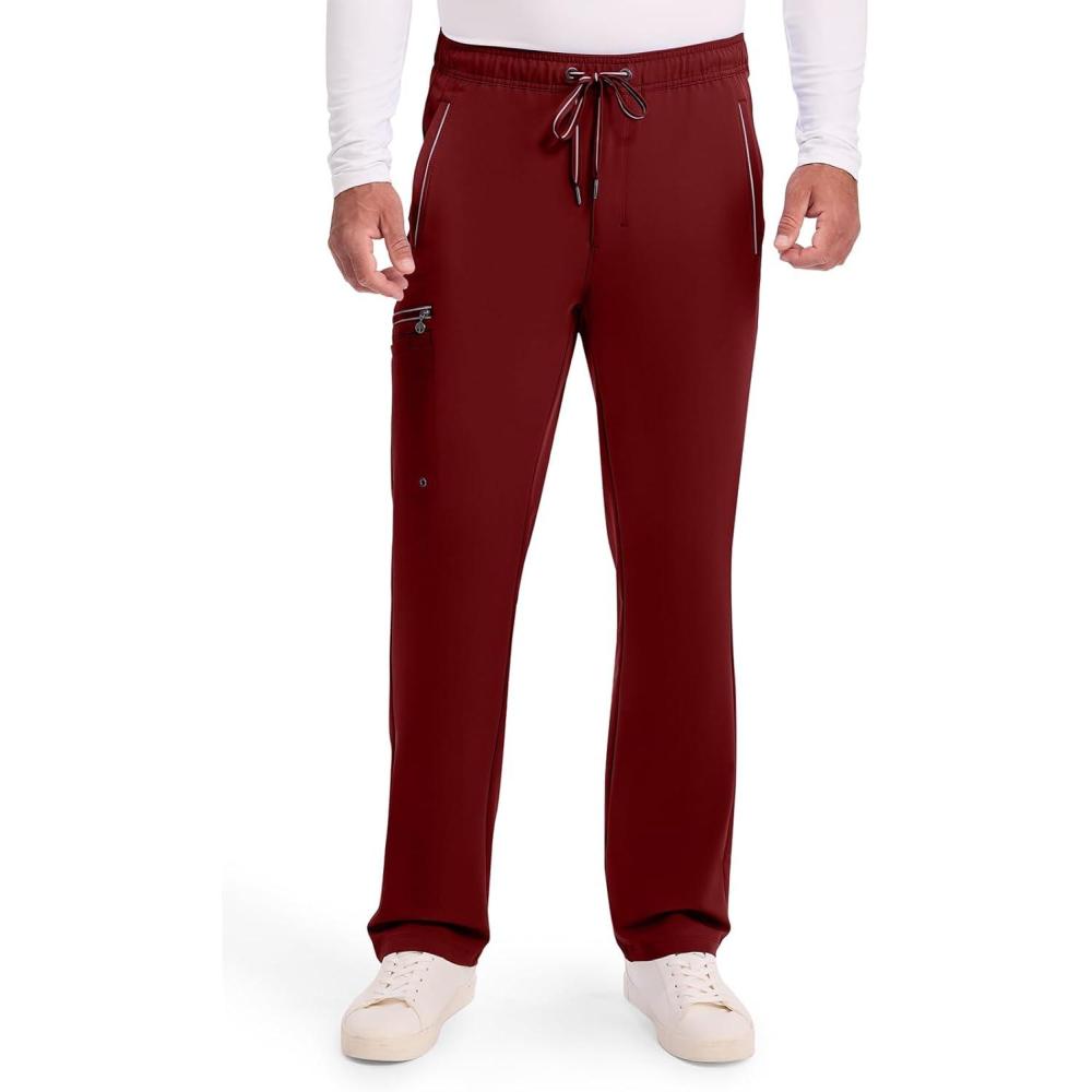 imageHealing Hands Medical Scrub Pant for Men Noah Bottoms with 7 Pockets Moisture Wicking 360 Stretch amp Recycled Fibers 9173Garnet Red