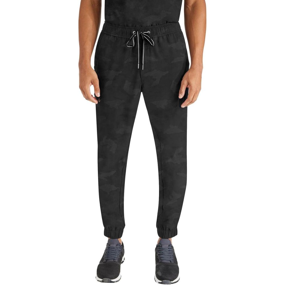 imageHealing Hands Mens Scrub Jogger Pants Drew Camo Bottoms Featuring Moisture Wicking Quick Dry amp 360 Stretch 9360Black