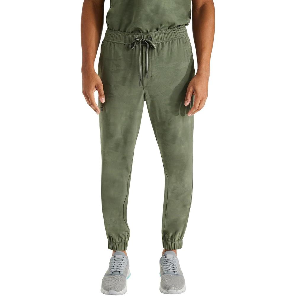 imageHealing Hands Mens Scrub Jogger Pants Drew Camo Bottoms Featuring Moisture Wicking Quick Dry amp 360 Stretch 9360Olive