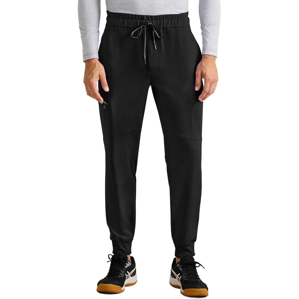 imageHealing Hands Mens Scrub Pant Nolen Jogger with 6 Pocket Moisture Wicking 360 Stretch amp Recycled Fibers 9172Black