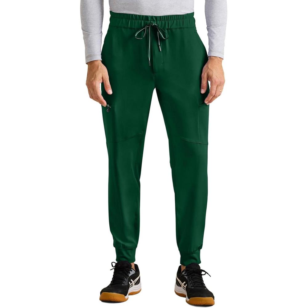 imageHealing Hands Mens Scrub Pant Nolen Jogger with 6 Pocket Moisture Wicking 360 Stretch amp Recycled Fibers 9172Dark Pine