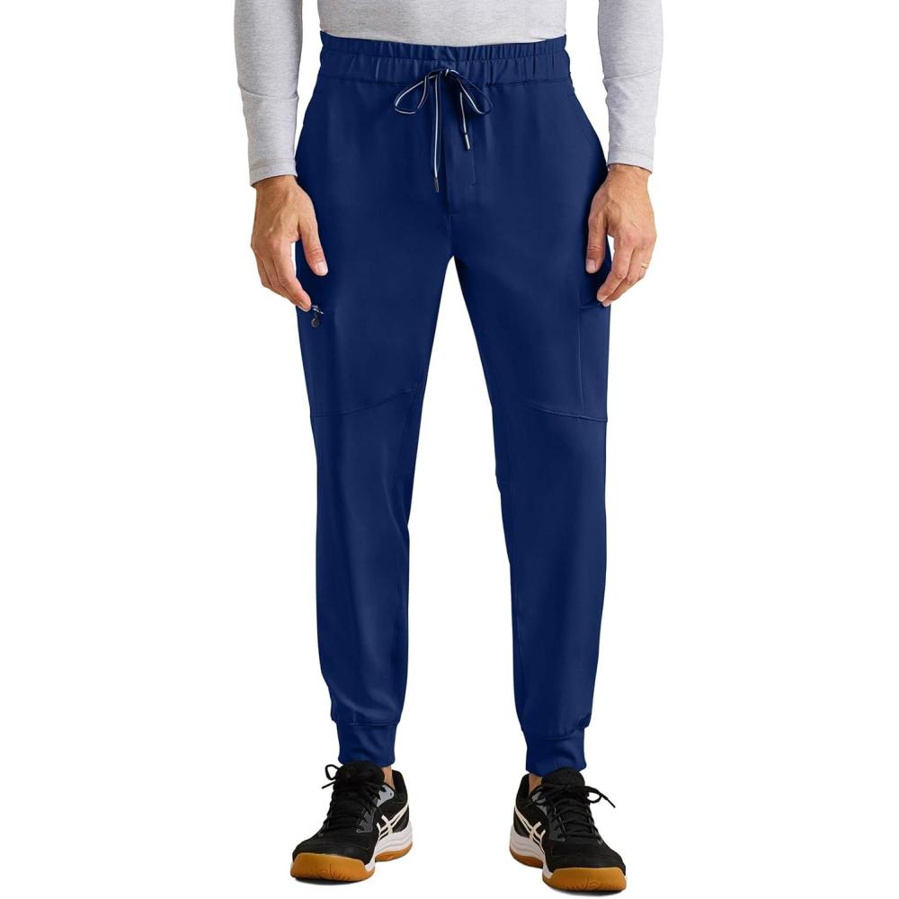 imageHealing Hands Mens Scrub Pant Nolen Jogger with 6 Pocket Moisture Wicking 360 Stretch amp Recycled Fibers 9172Navy