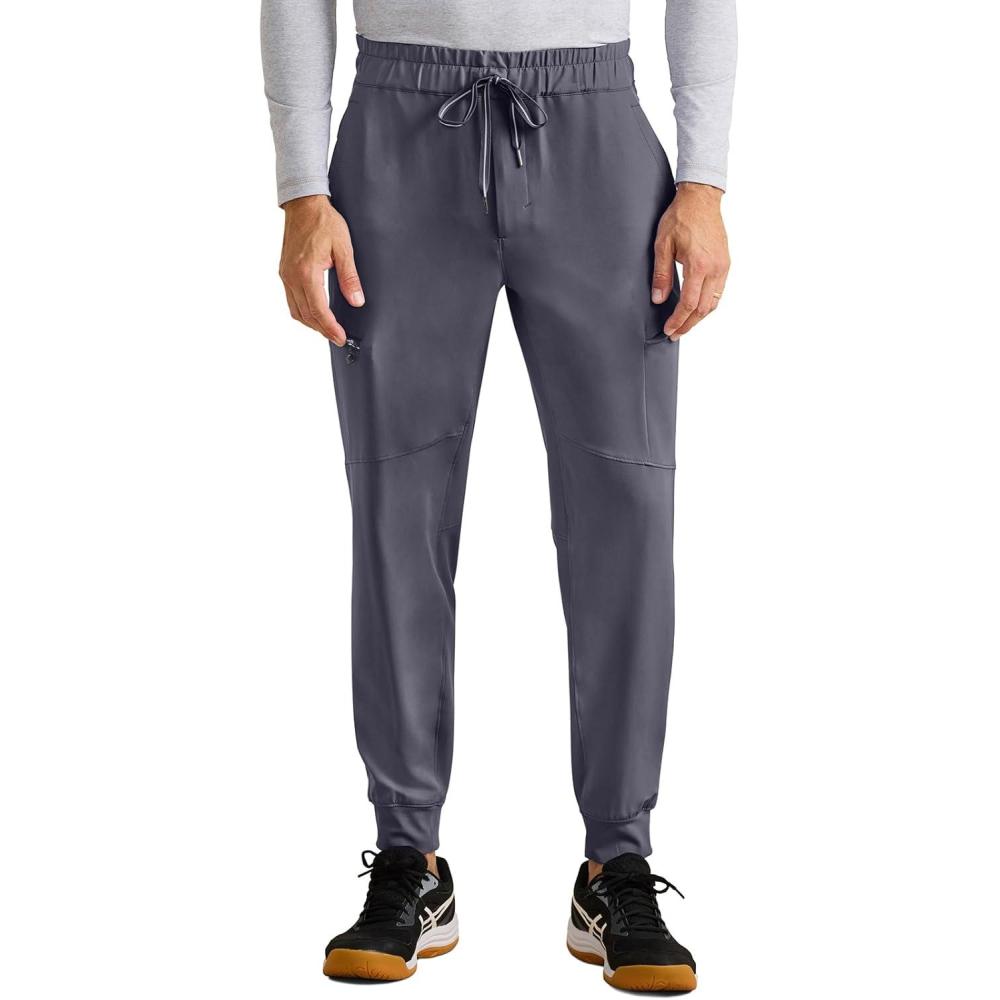 imageHealing Hands Mens Scrub Pant Nolen Jogger with 6 Pocket Moisture Wicking 360 Stretch amp Recycled Fibers 9172Pewter