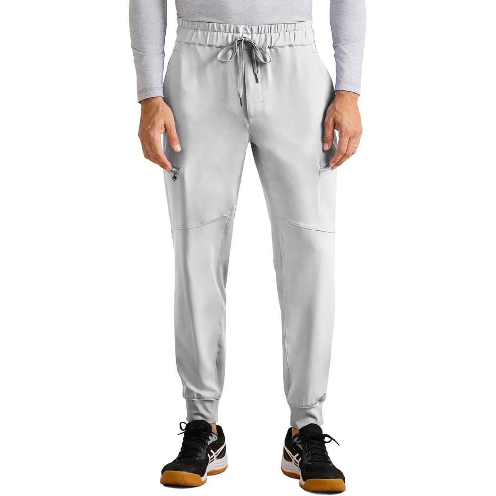 imageHealing Hands Mens Scrub Pant Nolen Jogger with 6 Pocket Moisture Wicking 360 Stretch amp Recycled Fibers 9172Silver Stone