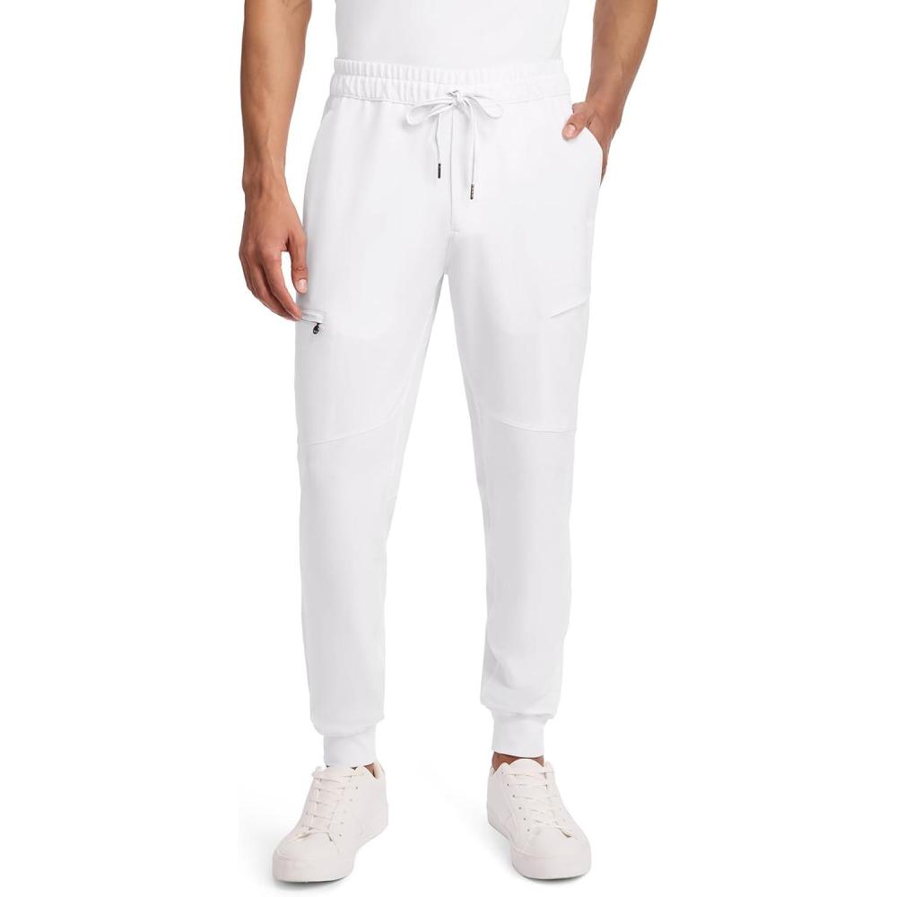 imageHealing Hands Mens Scrub Pant Nolen Jogger with 6 Pocket Moisture Wicking 360 Stretch amp Recycled Fibers 9172White