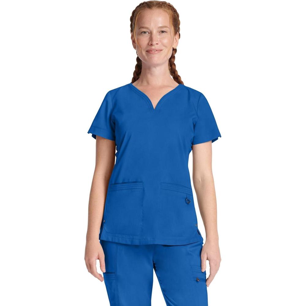 imageHealing Hands Purple Label Scrub Tops Women 2Way Stretch VNeck Jean Scrub Tops with 3 Pockets HH600Royal