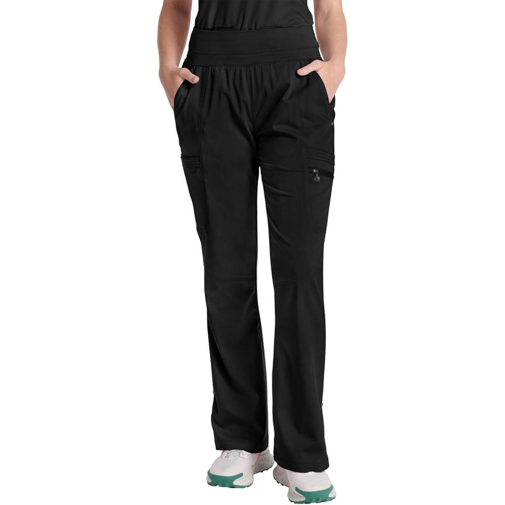 imageHealing Hands Scrub Pants for Women  Purple Label Bootcut Yoga Pants with 8 Pockets amp Knit Waistband  HH002Black