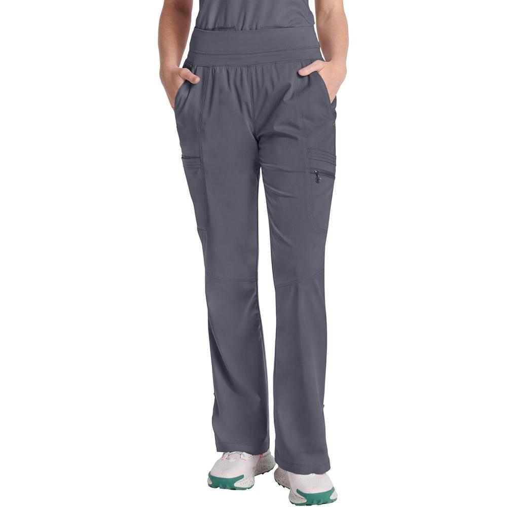 imageHealing Hands Scrub Pants for Women  Purple Label Bootcut Yoga Pants with 8 Pockets amp Knit Waistband  HH002Pewter