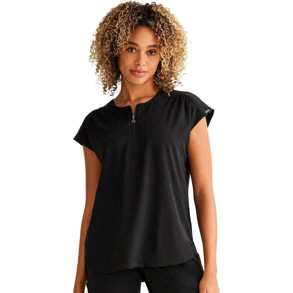 imageHealing Hands Scrubs for Women Jayden Scrub Top with 2 Pockets Round Neck Moisture Wicking and 360 Stretch Fabric HH602Black