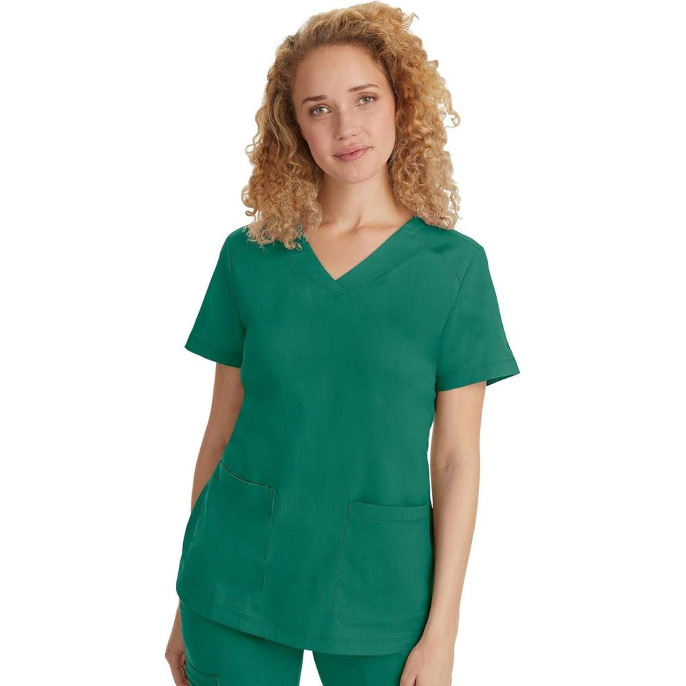 imageHealing Hands Scrubs for Women Jill Scrub Top VNeck Modern Fit with 2 Patch Pockets and 2Way Stretch Fabric 2320Hunter