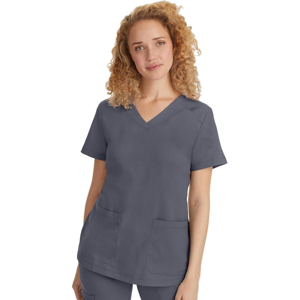 imageHealing Hands Scrubs for Women Jill Scrub Top VNeck Modern Fit with 2 Patch Pockets and 2Way Stretch Fabric 2320Pewter