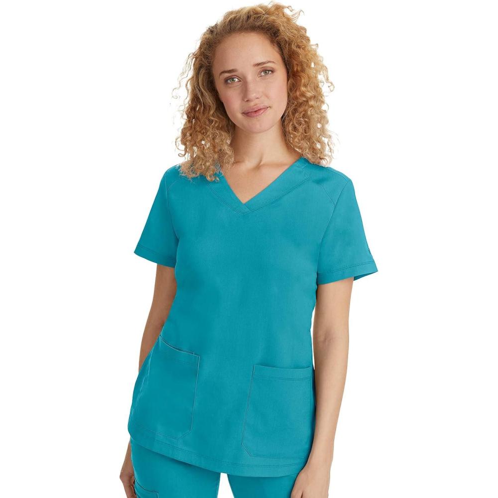 imageHealing Hands Scrubs for Women Jill Scrub Top VNeck Modern Fit with 2 Patch Pockets and 2Way Stretch Fabric 2320Teal