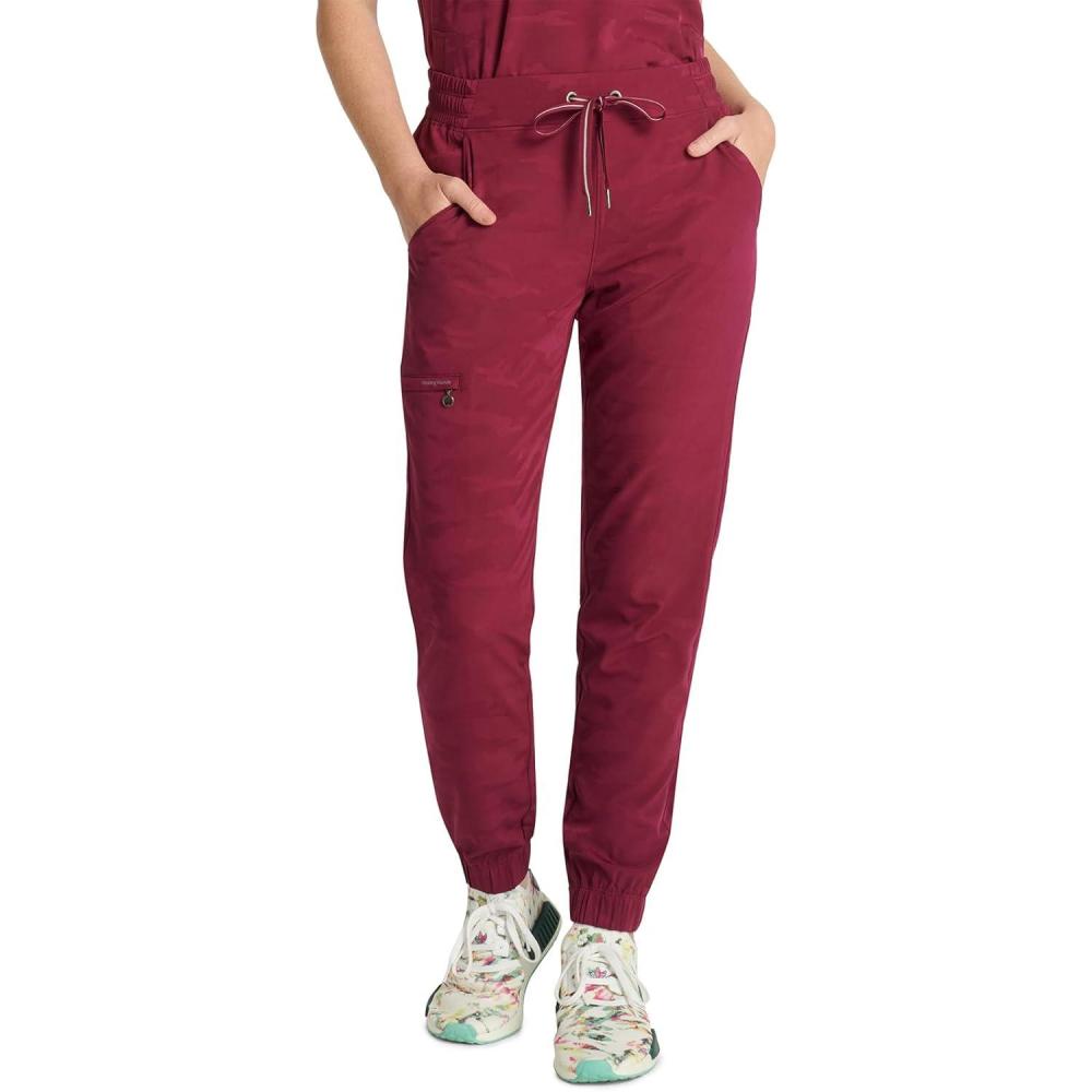 imageHealing Hands Scrubs for Women Jogger Camo Pant Tate 5 Pockets Moisture Wicking Easy Care 360 Stretch Quick Dry 9350Wine