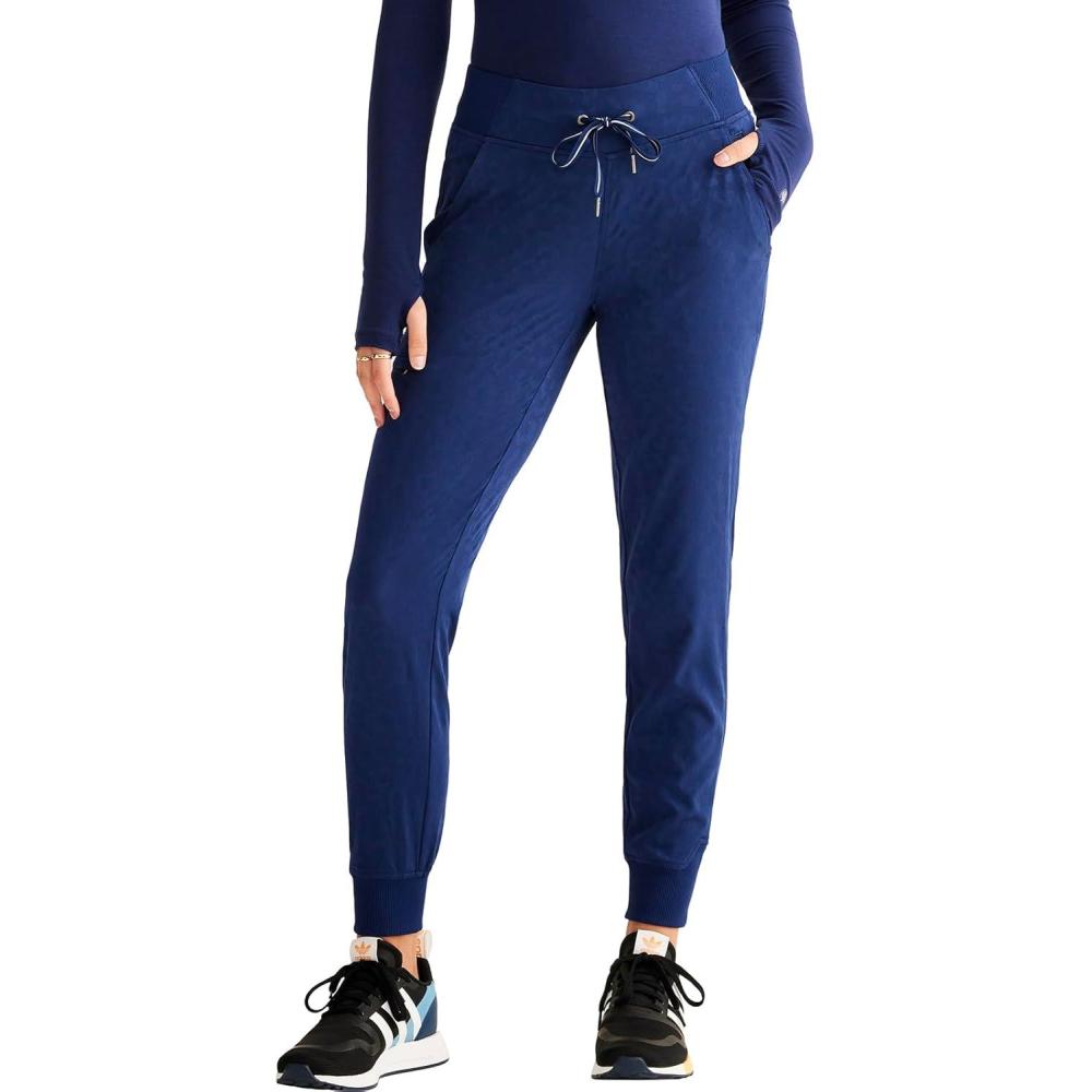 imageHealing Hands Scrubs for Women Jogger Scrub Pant Trinity Bottom with 6 Pockets MidRise Pullon RibKnit Waistband HH003Navy