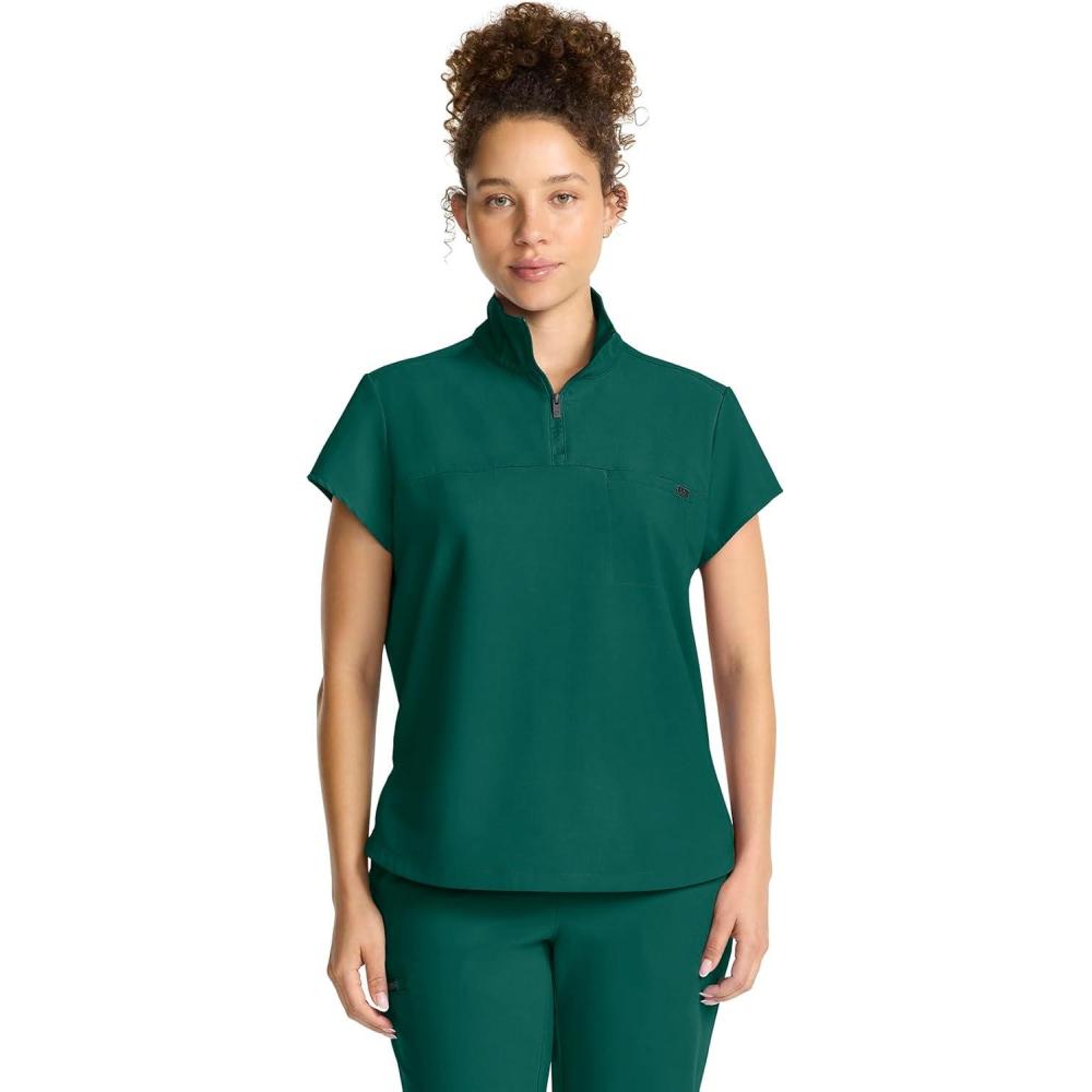 imageHealing Hands Scrubs for Women Scrub Top with Zip Stand Collar 360 Stretch HH752Hunter