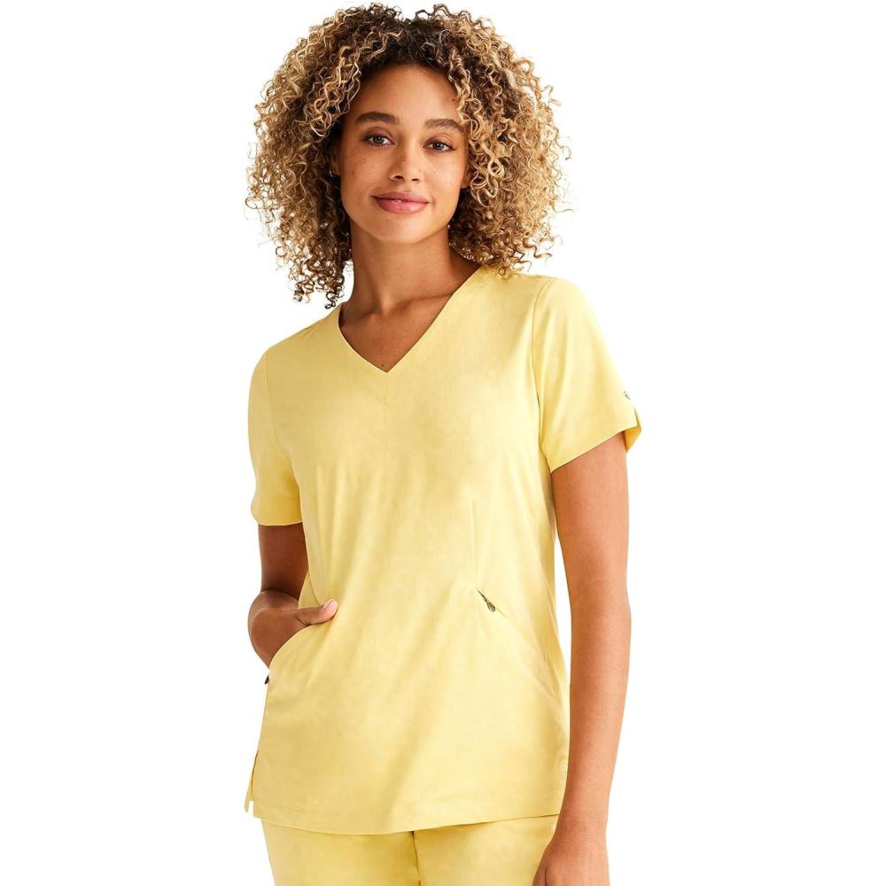 imageHealing Hands Scrubs for Women VNeck Scrub Top Jolie with 2 Zip Pockets Moisture Wicking amp 360 Stretch Fabric HH601Marigold