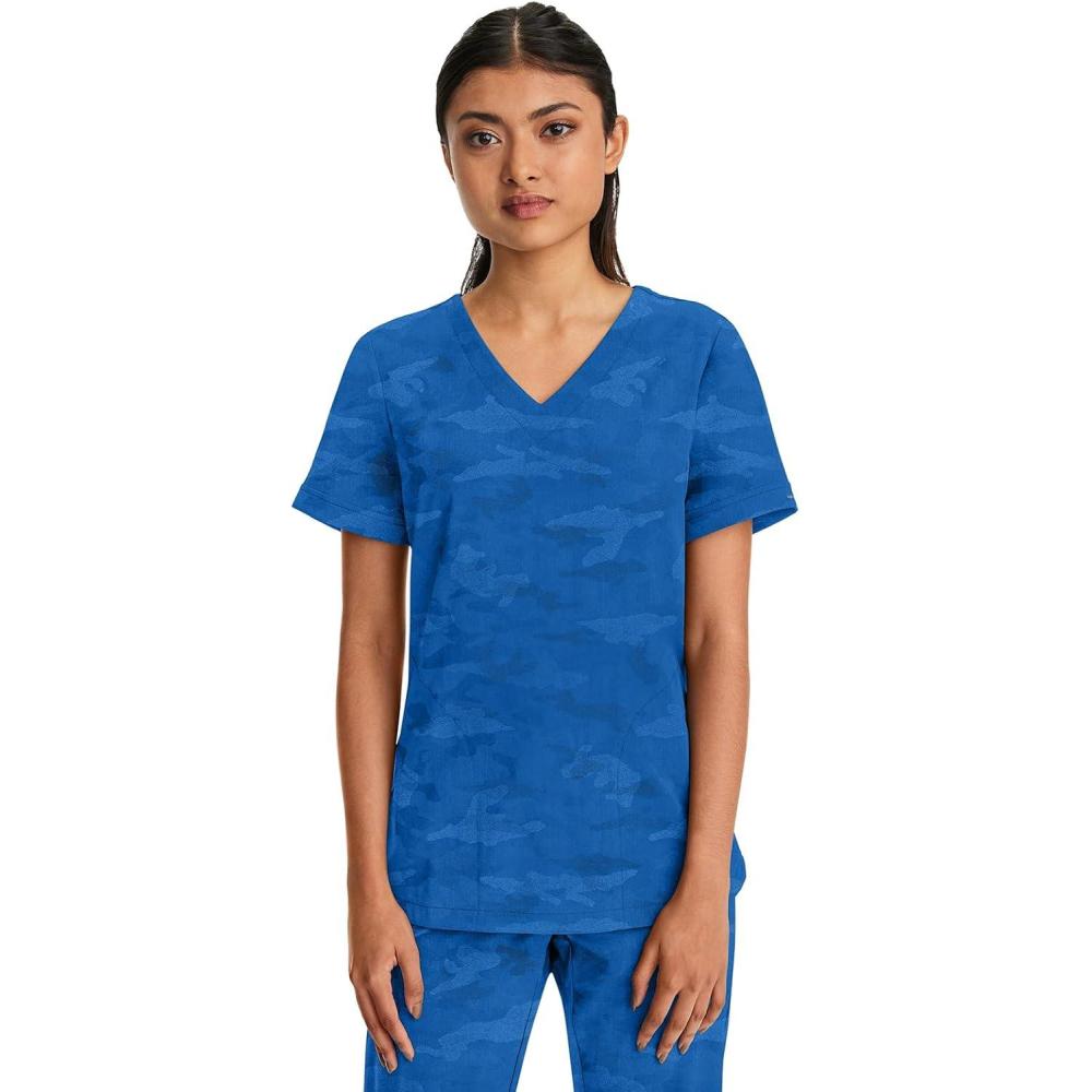 imageHealing Hands Scrubs for Women VNeck Scrub Top Joy Camo with Moisture Wicking360 Stretch amp Quick Dry Fabric 2353Royal