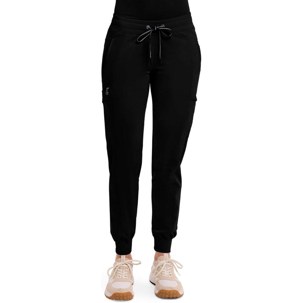 imageHealing Hands Womens Jogger Scrub Pant 7 Pockets Elastic Drawstring with Moisture Wicking amp 2Way Stretch Technology 9244Black