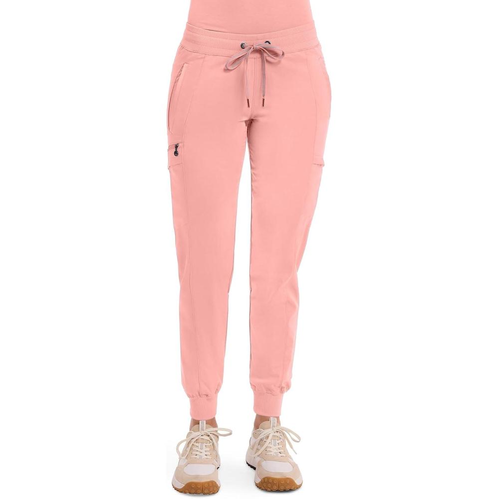 imageHealing Hands Womens Jogger Scrub Pant 7 Pockets Elastic Drawstring with Moisture Wicking amp 2Way Stretch Technology 9244Blushing Peach