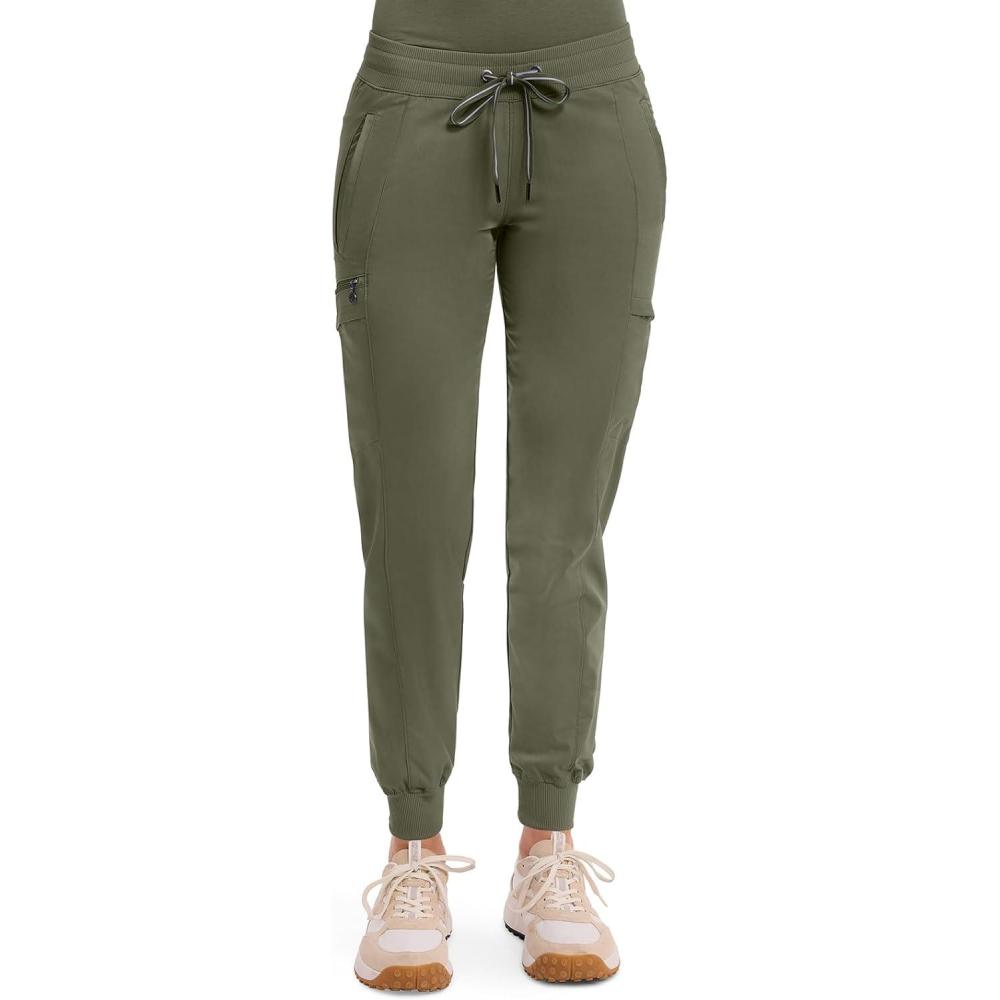imageHealing Hands Womens Jogger Scrub Pant 7 Pockets Elastic Drawstring with Moisture Wicking amp 2Way Stretch Technology  9244Olive