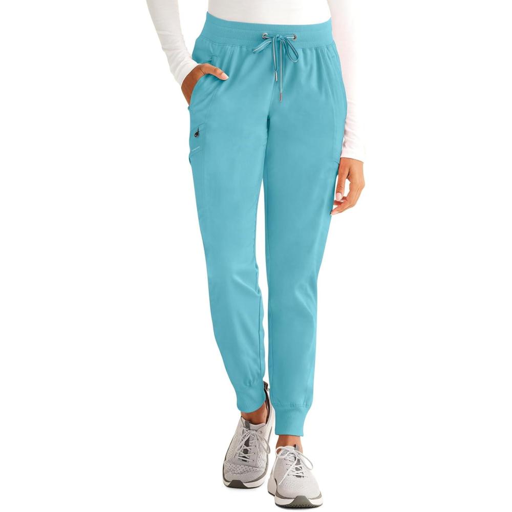 imageHealing Hands Womens Jogger Scrub Pant 7 Pockets Elastic Drawstring with Moisture Wicking amp 2Way Stretch Technology  9244Spectra Blue