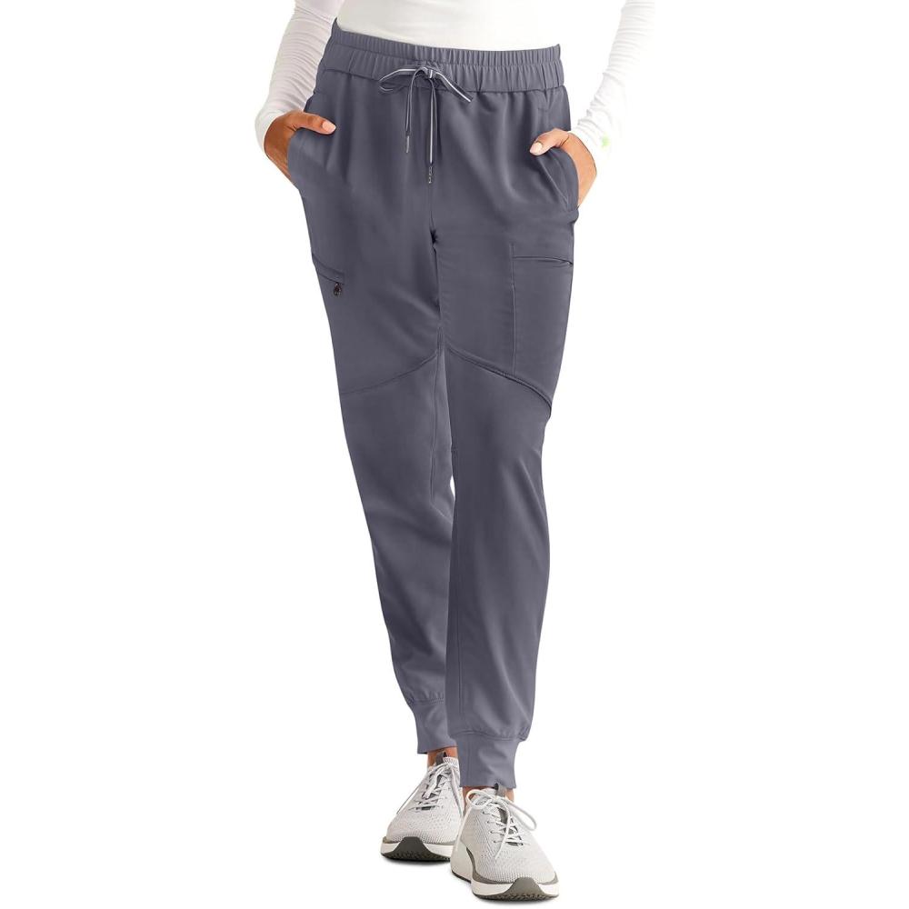 imageHealing Hands Womens Scrub Jogger Pant Naya with 6 Pockets Moisture Wicking 360 Stretch amp Recycled Fibers 9156Pewter