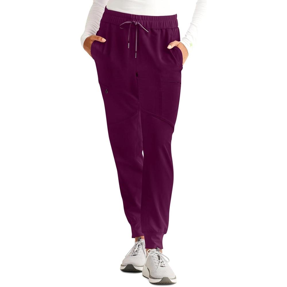 imageHealing Hands Womens Scrub Jogger Pant Naya with 6 Pockets Moisture Wicking 360 Stretch amp Recycled Fibers 9156Wine