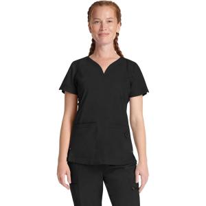 Healing Hands Purple Label Scrub Tops Women – 2-Way Stretch, V-Neck Jean Scrub Tops with 3 Pockets – HH600(Black)