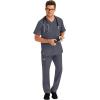 Healing Hands 6 Pocket Mens Scrubs Pant HH360 9171 Noah Cargo Scrub Pant for Men Full Elastic with Drawstring(Pewter)