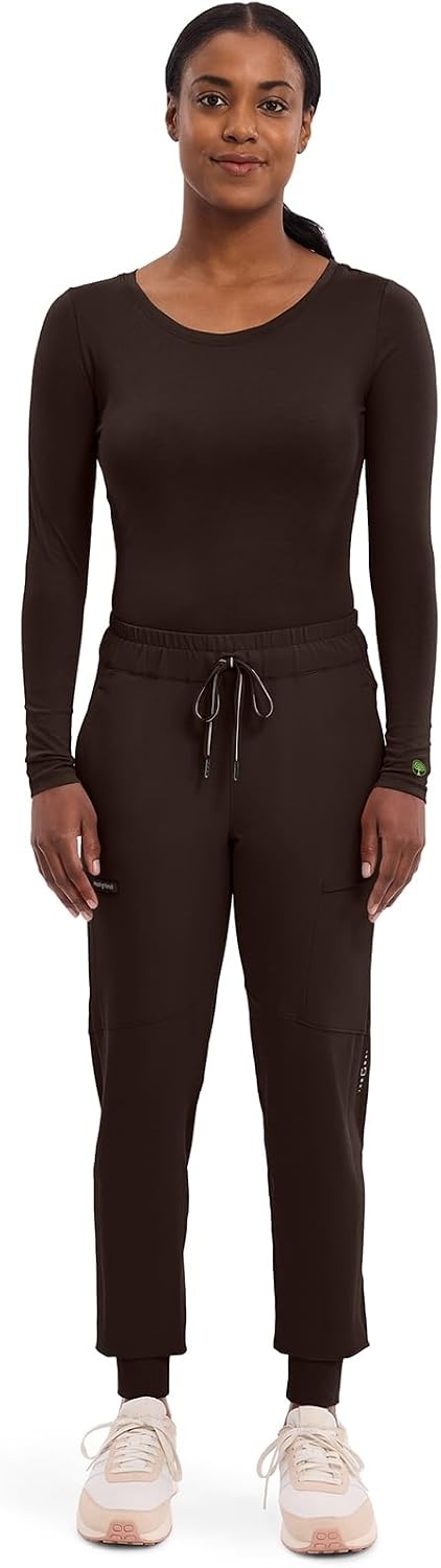 image:imageHealing Hands Underscrub Long Sleeve Women Knits Scrub Tops Soft Cotton Blend Knit Breathable Stretch Comfort Machine Wash Easy Care Fabric Ideal For Layering Under ScrubsDark Chocolate