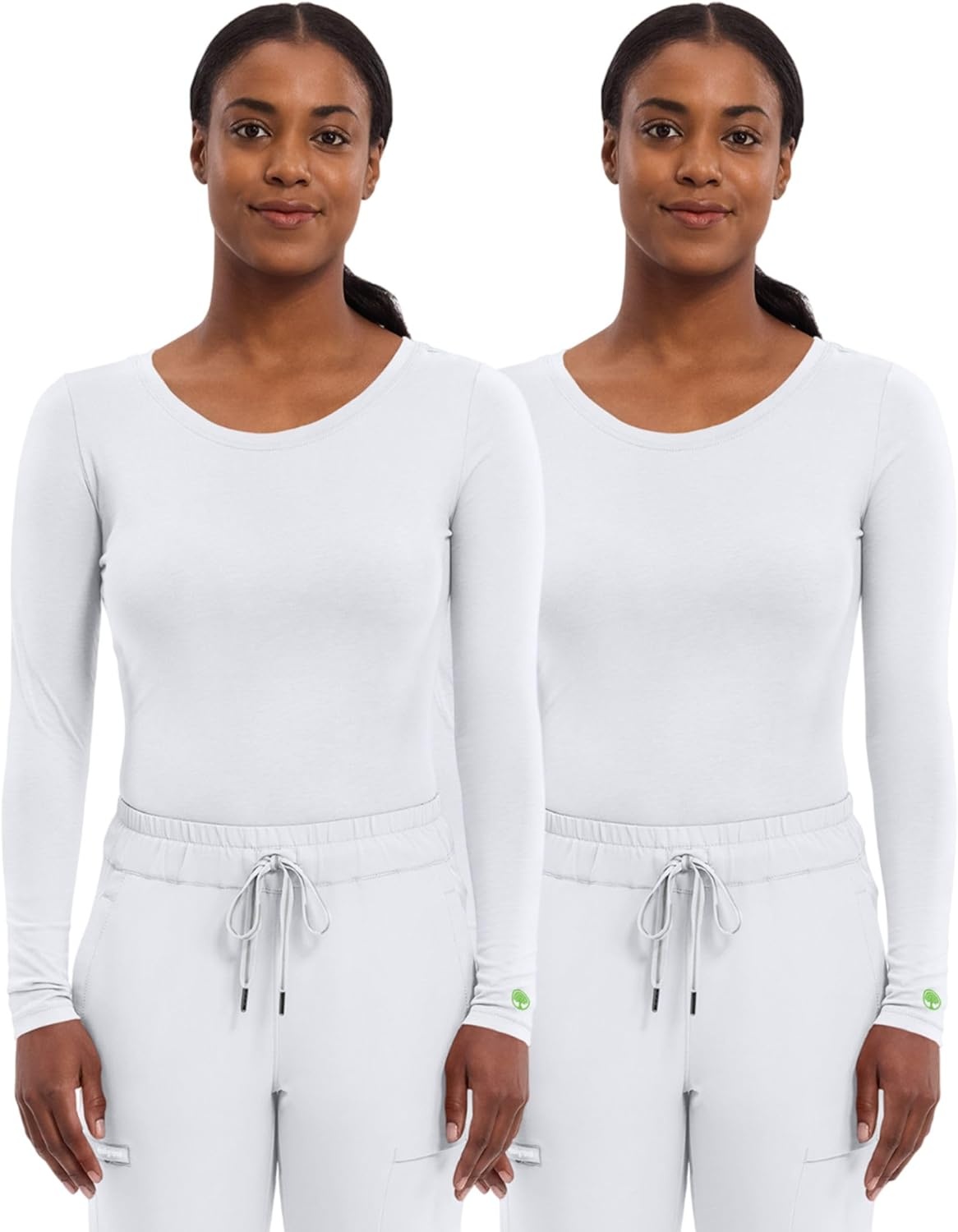 image:imageHealing Hands Underscrub Long Sleeve Women Knits Scrub Tops Soft Cotton Blend Knit Breathable Stretch Comfort Machine Wash Easy Care Fabric Ideal For Layering Under ScrubsWhite