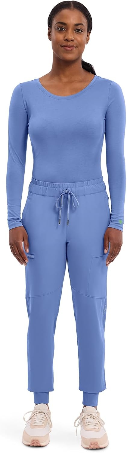 image:imageHealing Hands Underscrub Long Sleeve Women Knits Scrub Tops Soft Cotton Blend Knit Breathable Stretch Comfort Machine Wash Easy Care Fabric Ideal For Layering Under ScrubsCeil Blue