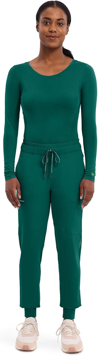 image:imageHealing Hands Underscrub Long Sleeve Women Knits Scrub Tops Soft Cotton Blend Knit Breathable Stretch Comfort Machine Wash Easy Care Fabric Ideal For Layering Under ScrubsHunter
