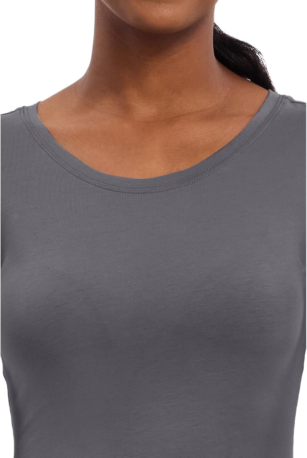 image:imageHealing Hands Underscrub Long Sleeve Women Knits Scrub Tops Soft Cotton Blend Knit Breathable Stretch Comfort Machine Wash Easy Care Fabric Ideal For Layering Under ScrubsPewter